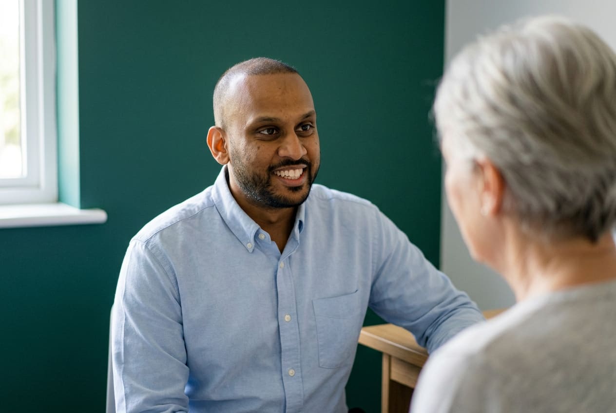 Pharmacist consulting with a patient
